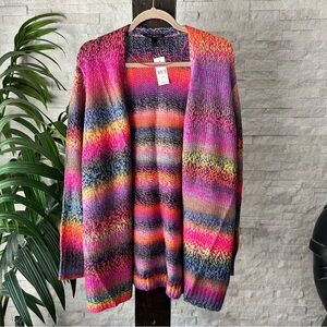 Lane Bryant Knit Vibrant Rainbow Open Front Carden Sweater 18/20 New with Tags